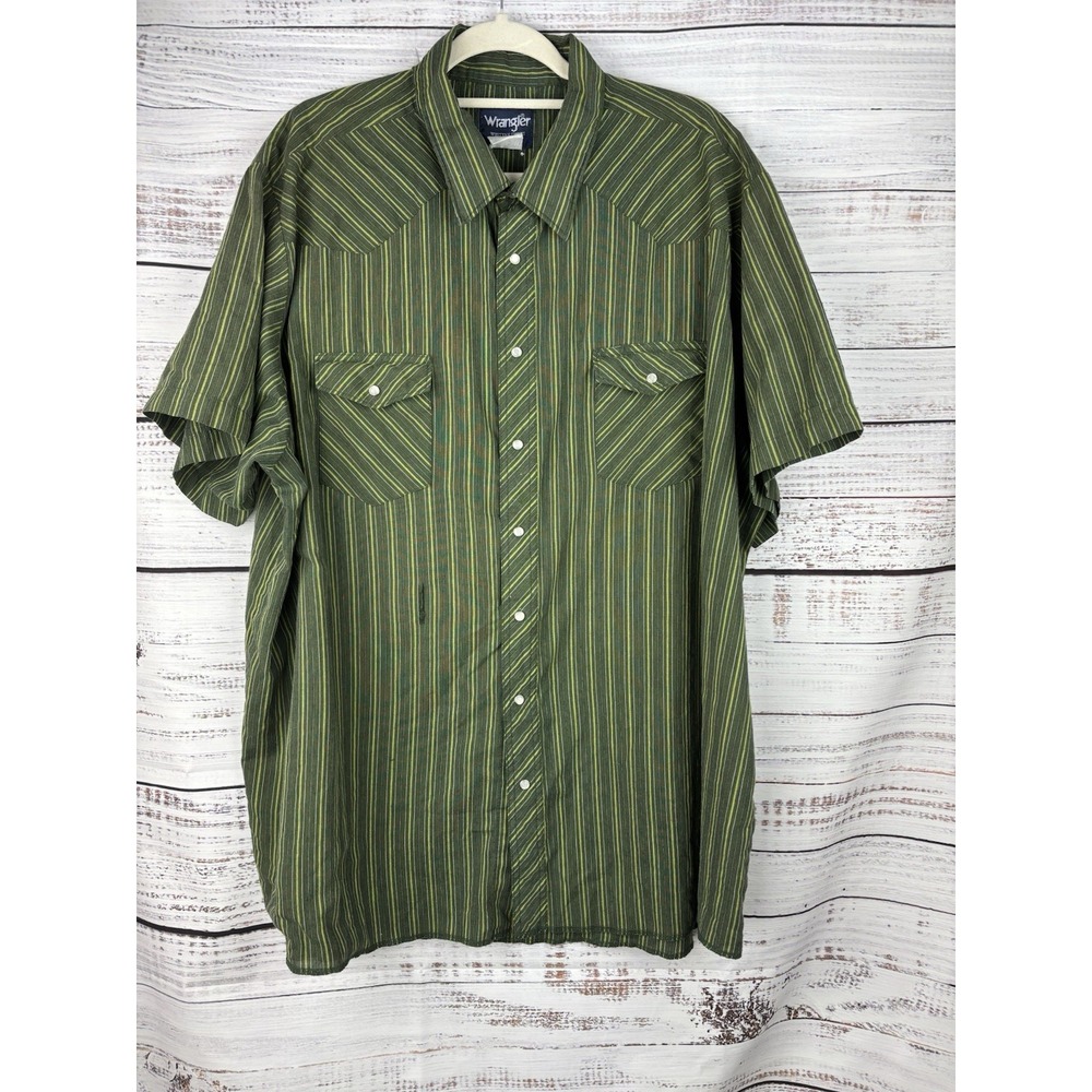 Wrangler Mens Western Shirt 3XT Big & Tall Tall Pearl‎ Snap Stripes Vintage FLAW